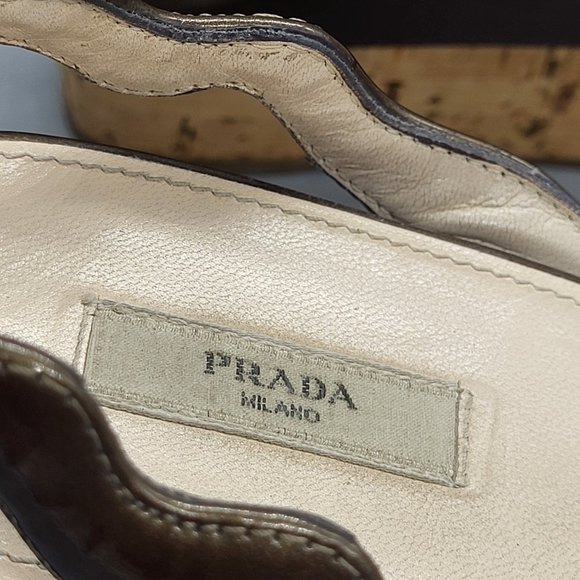 Prada Patent Leather Wedge Sandals - Picture 12 of 16